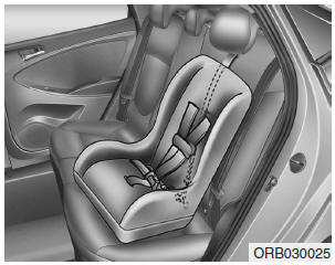1. Route the child restraint seat strap over the seatback.