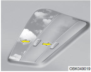 The sunshade will be opened with the glass panel automatically when the glass