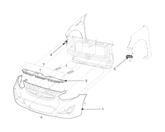 Hyundai Accent: Front Bumper. Components and Components Location ...