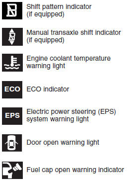 * For more detailed explanations, refer to “Instrument cluster” in section 4.