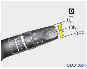 D : Rear wiper/washer control (if equipped)