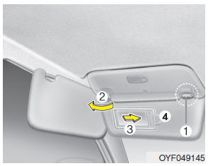 Use the sunvisor to shield direct light through the front or side windows.