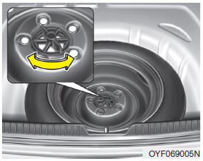 Turn the tire hold-down wing bolt counterclockwise.